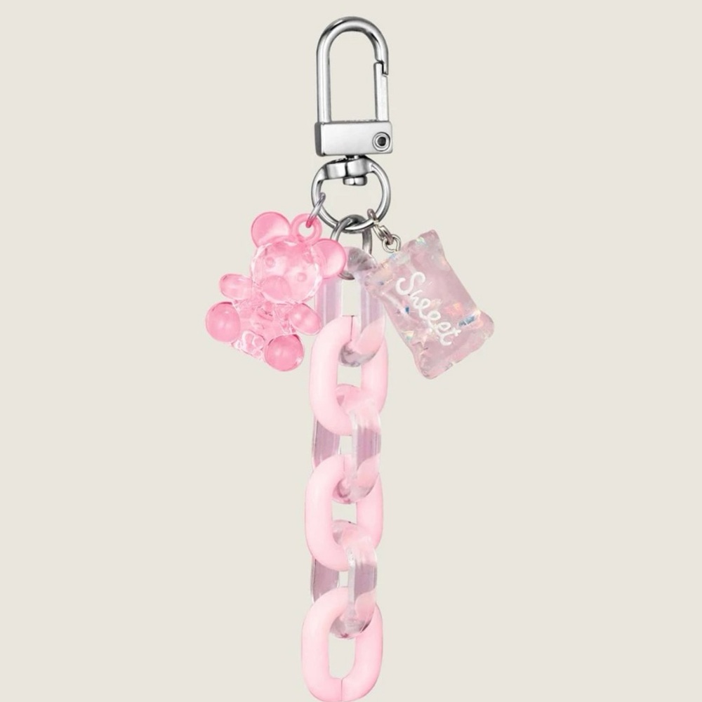 Light Pink Keychain : w/ Charms